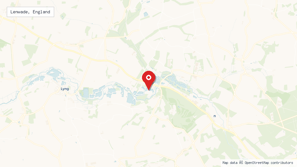 Street map of Lenwade, England with location pin