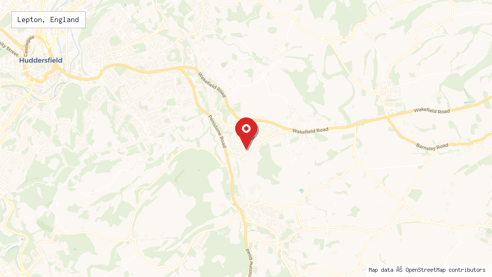 Street map of Lepton, England with location pin