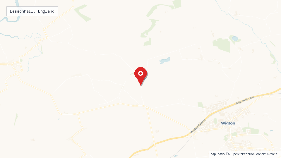 Street map of Lessonhall, England with location pin