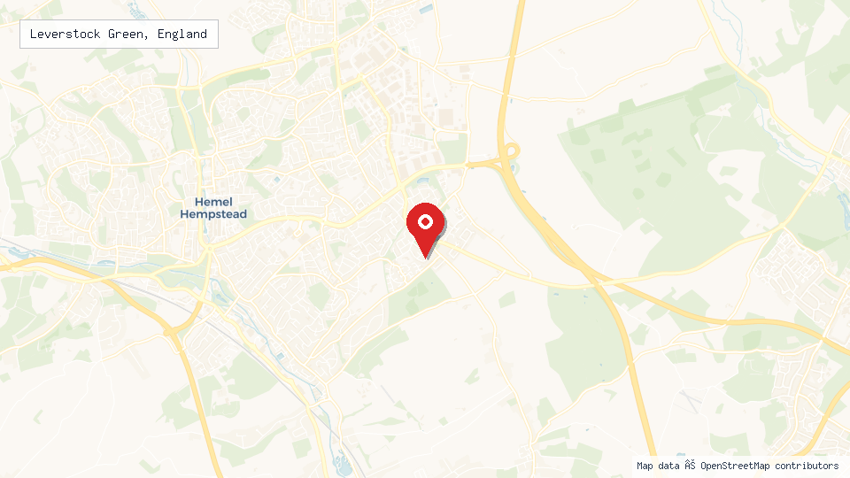 Street map of Leverstock Green, England with location pin