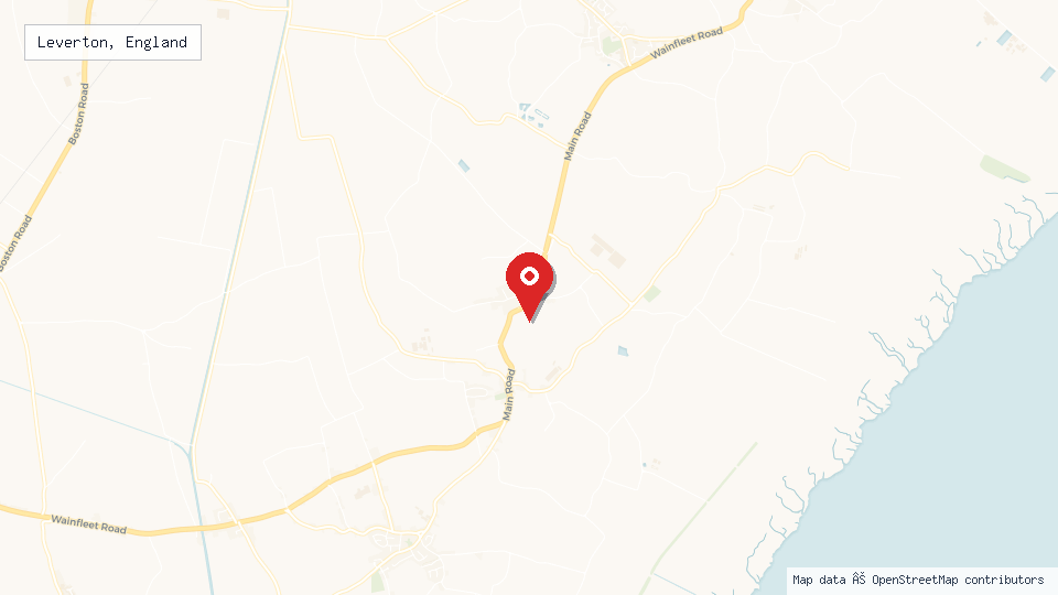 Street map of Leverton, England with location pin