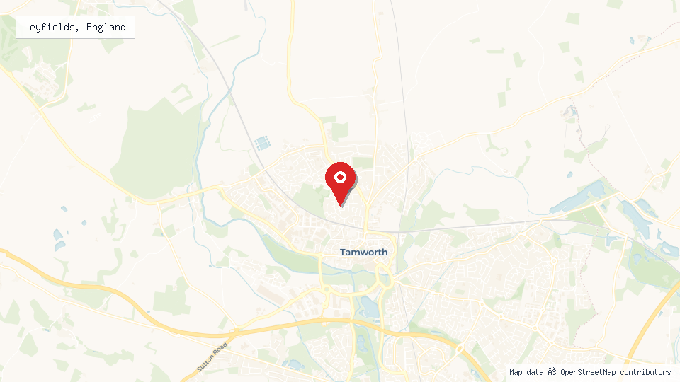 Street map of Leyfields, England with location pin