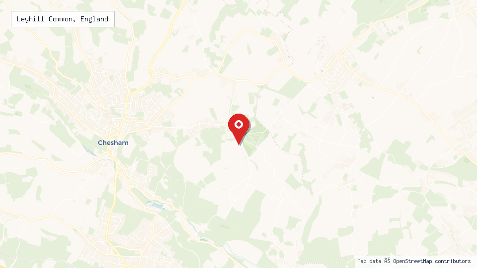 Street map of Leyhill Common, England with location pin
