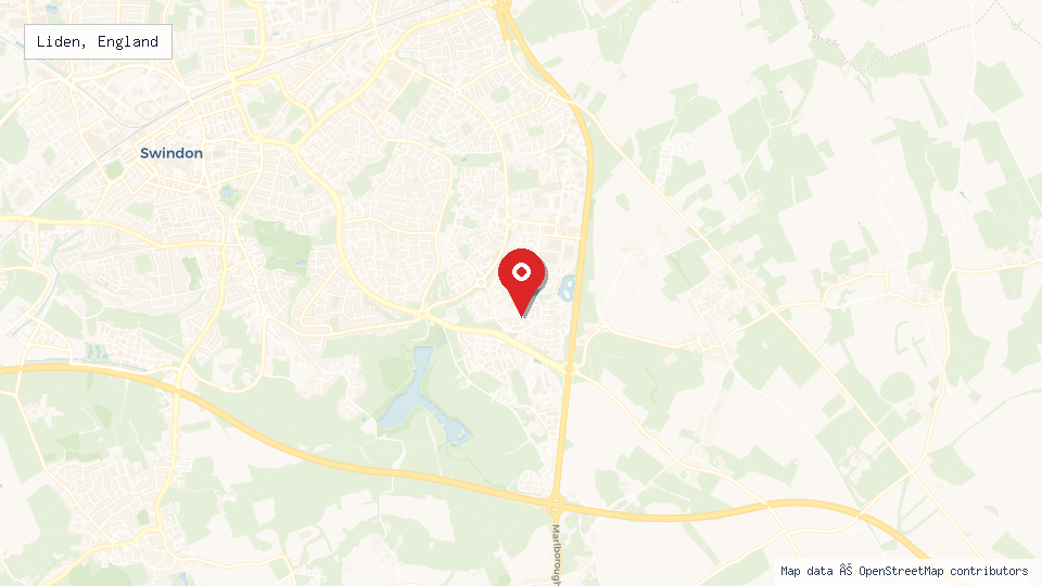 Street map of Liden, England with location pin