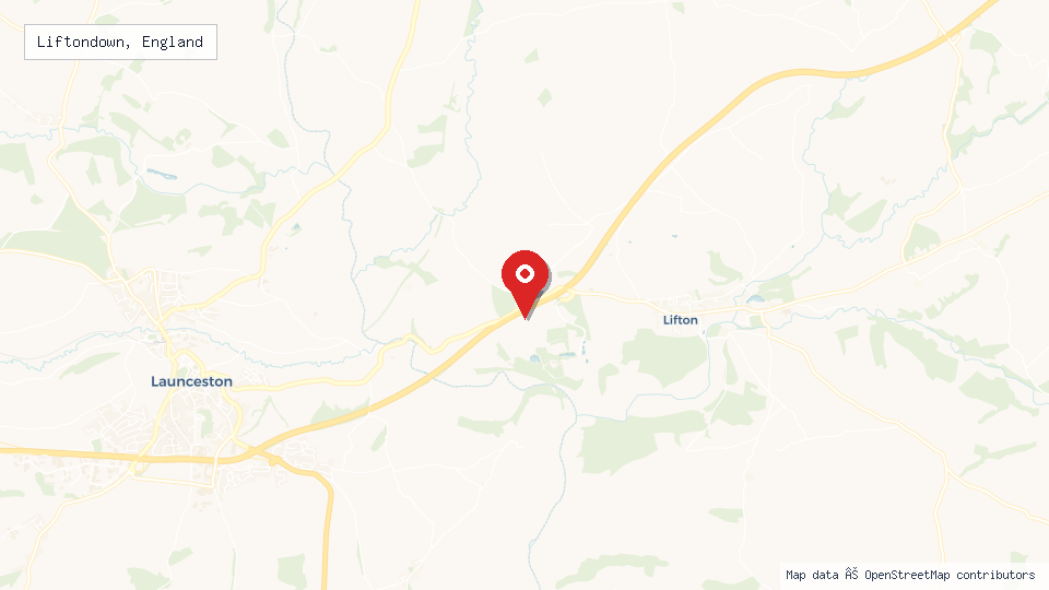 Street map of Liftondown, England with location pin