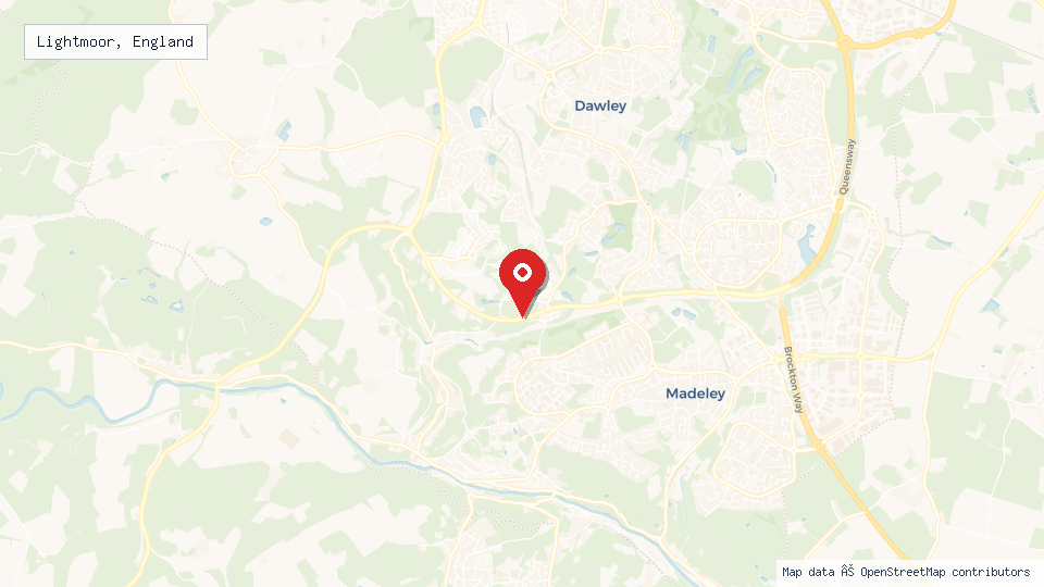 Street map of Lightmoor, England with location pin