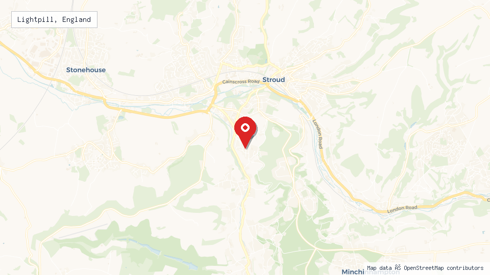 Street map of Lightpill, England with location pin