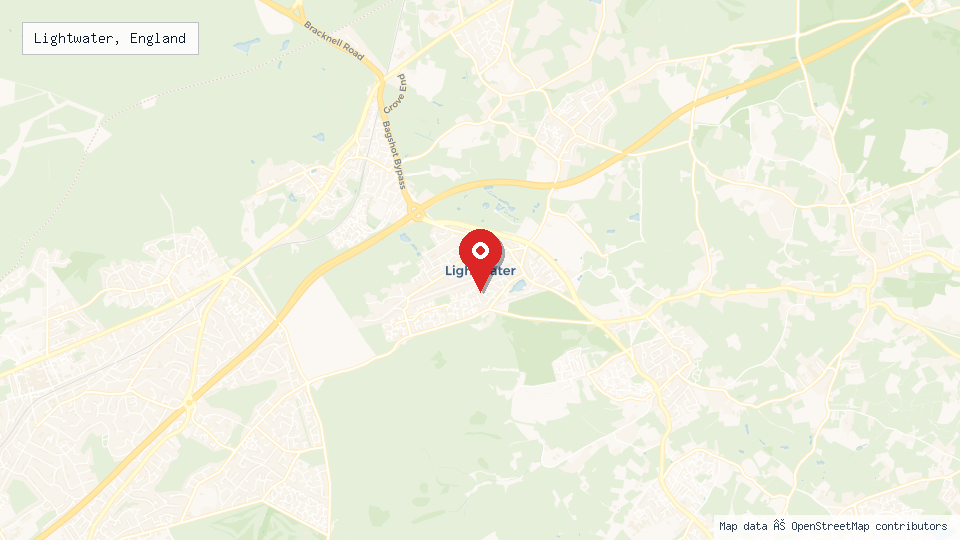 Street map of Lightwater, England with location pin