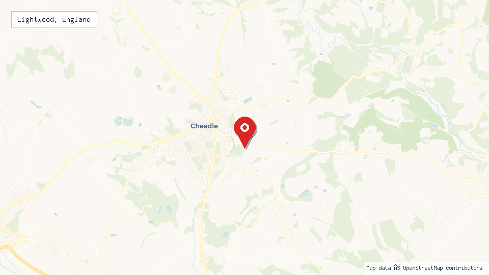 Street map of Lightwood, England with location pin