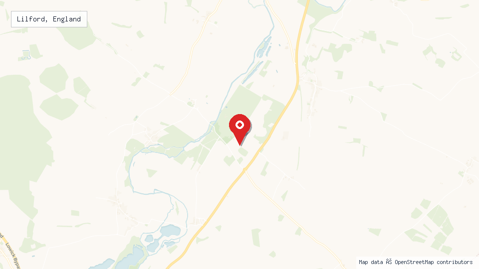 Street map of Lilford, England with location pin