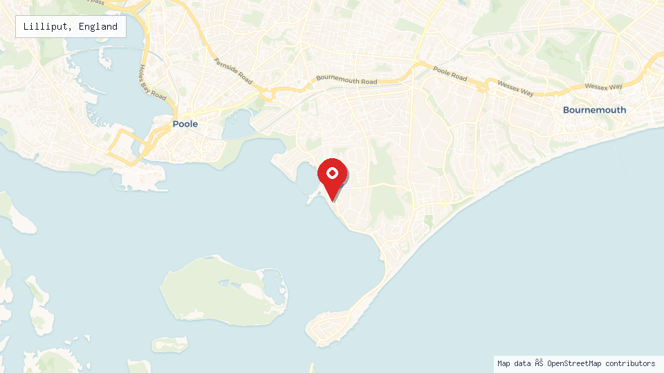 Street map of Lilliput, England with location pin