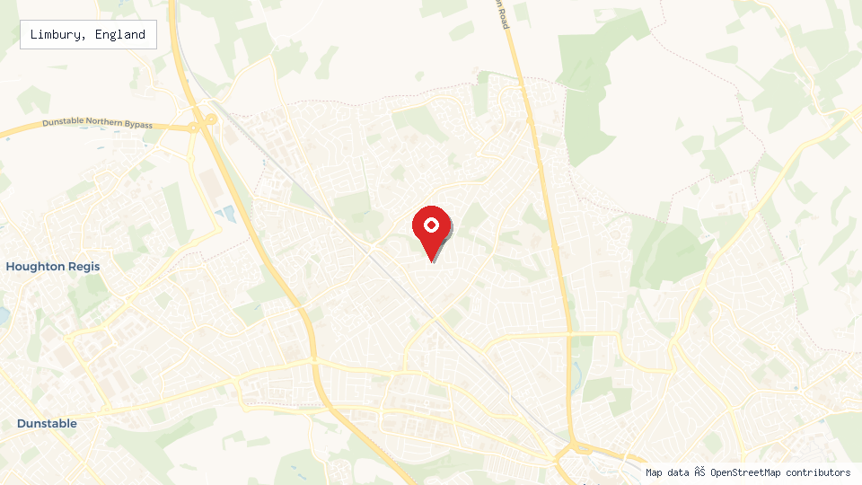 Street map of Limbury, England with location pin