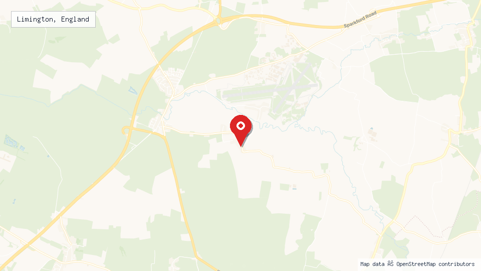 Street map of Limington, England with location pin