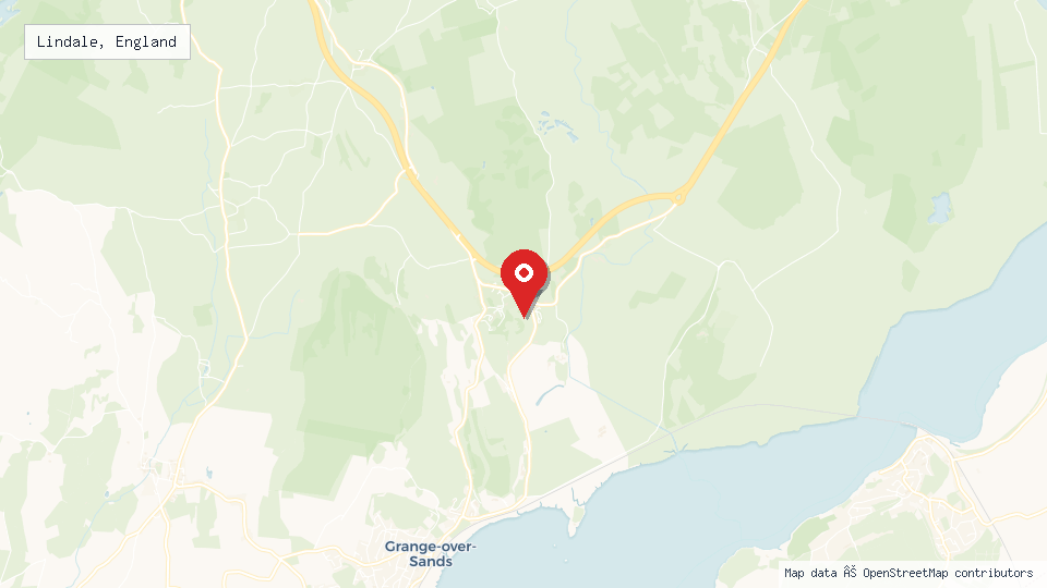 Street map of Lindale, England with location pin