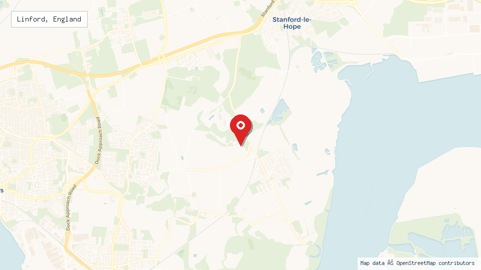 Street map of Linford, England with location pin