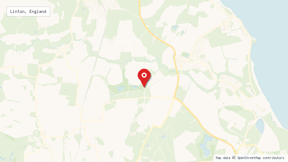 Street map of Linton, England with location pin