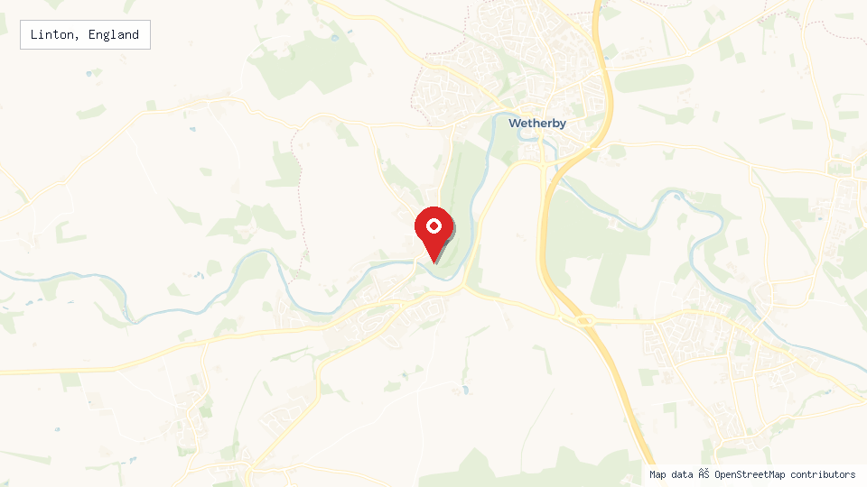 Street map of Linton, England with location pin