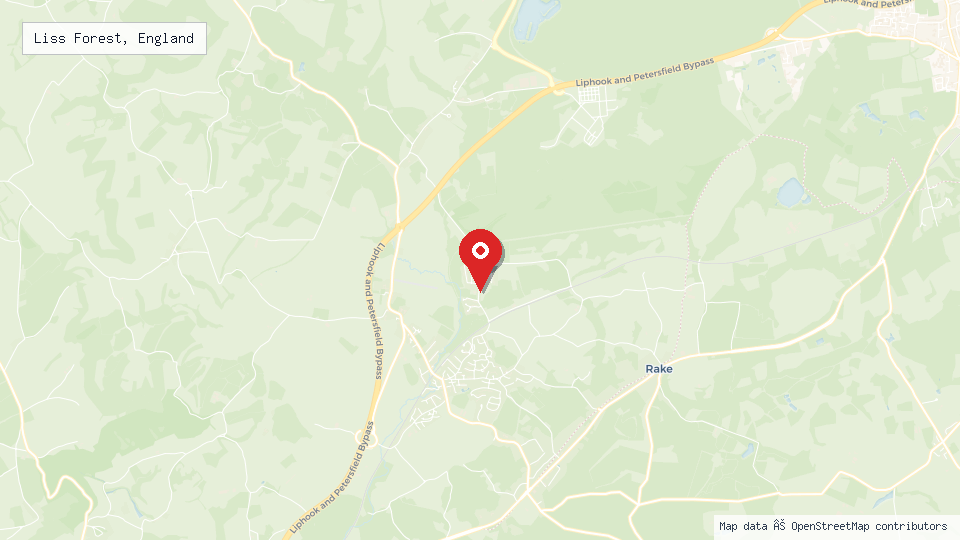 Street map of Liss Forest, England with location pin