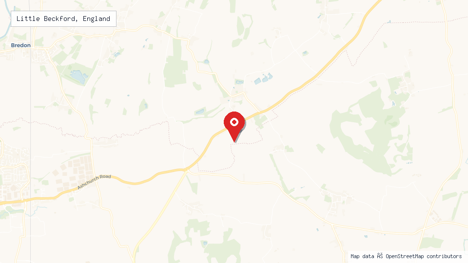 Street map of Little Beckford, England with location pin