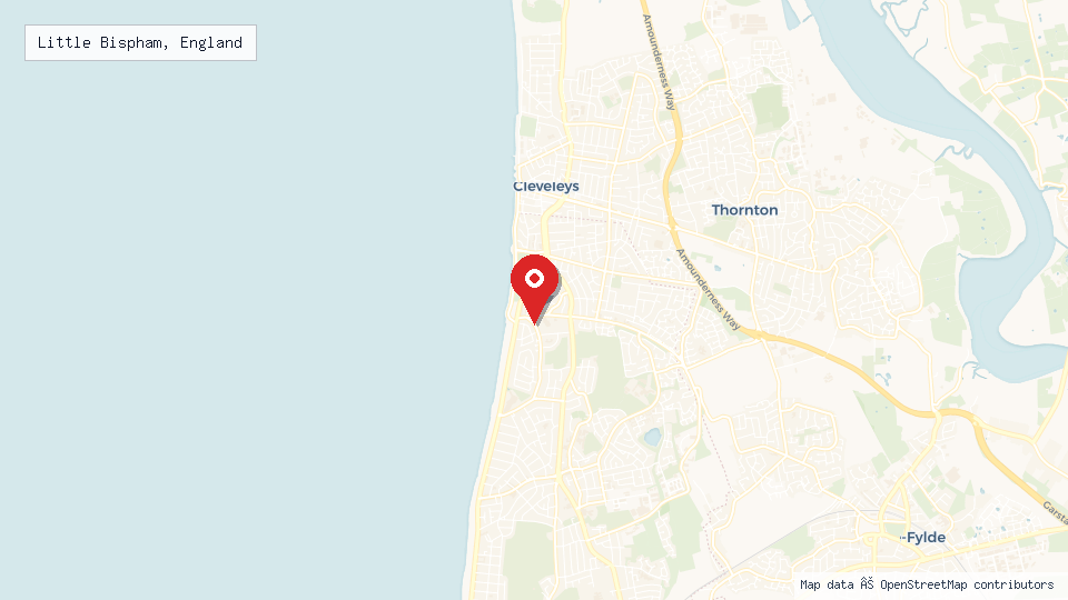 Street map of Little Bispham, England with location pin