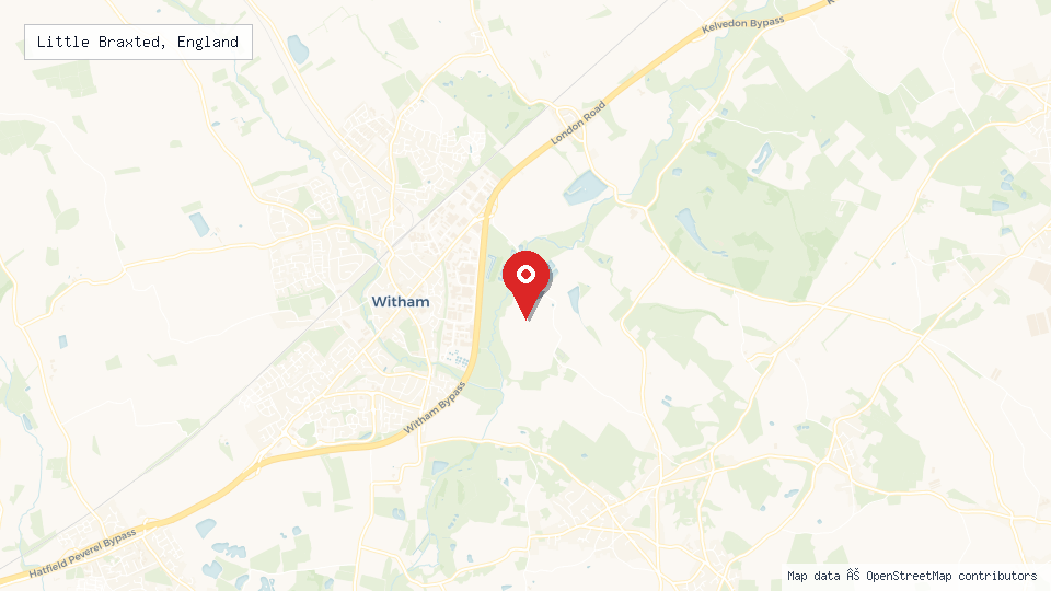 Street map of Little Braxted, England with location pin