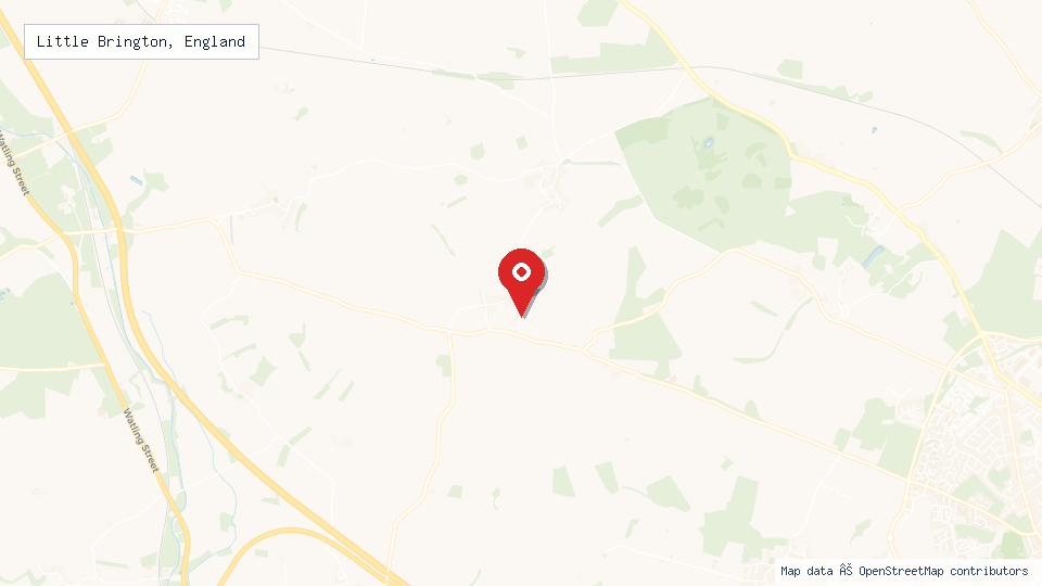 Street map of Little Brington, England with location pin