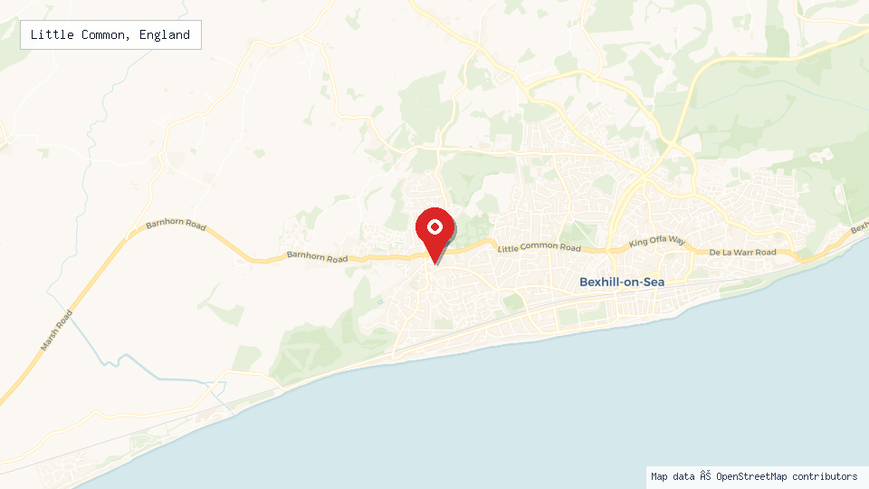 Street map of Little Common, England with location pin