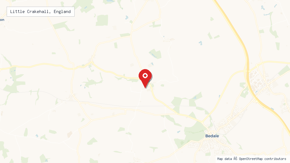 Street map of Little Crakehall, England with location pin
