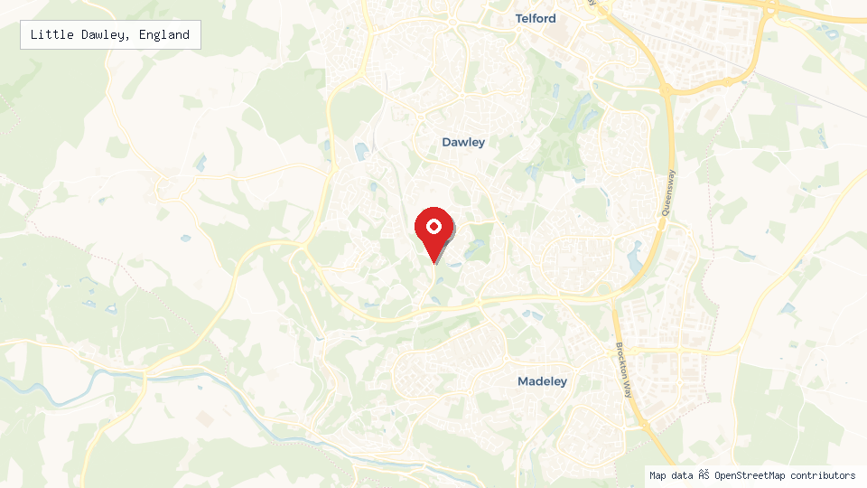 Street map of Little Dawley, England with location pin