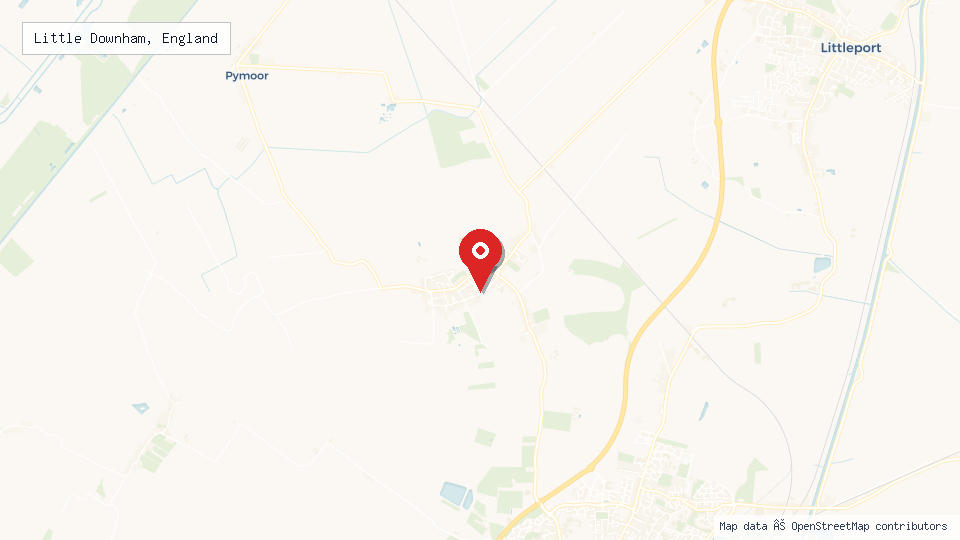 Street map of Little Downham, England with location pin