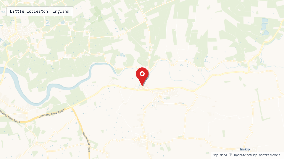 Street map of Little Eccleston, England with location pin