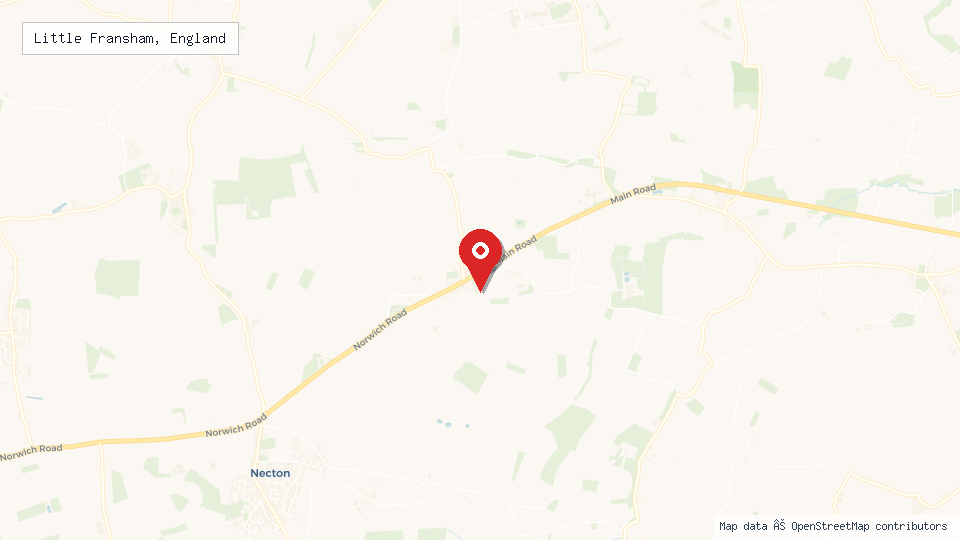 Street map of Little Fransham, England with location pin