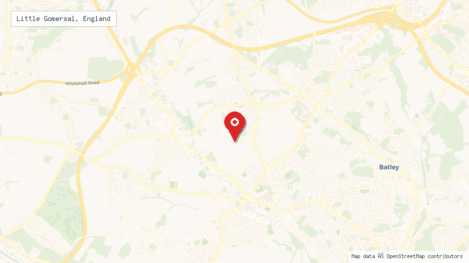 Street map of Little Gomersal, England with location pin