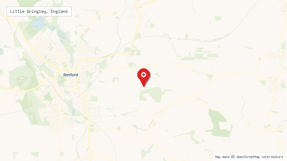 Street map of Little Gringley, England with location pin