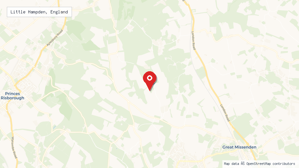 Street map of Little Hampden, England with location pin