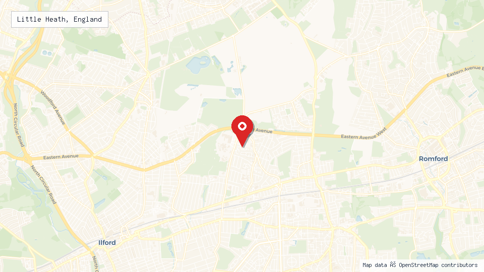 Street map of Little Heath, England with location pin