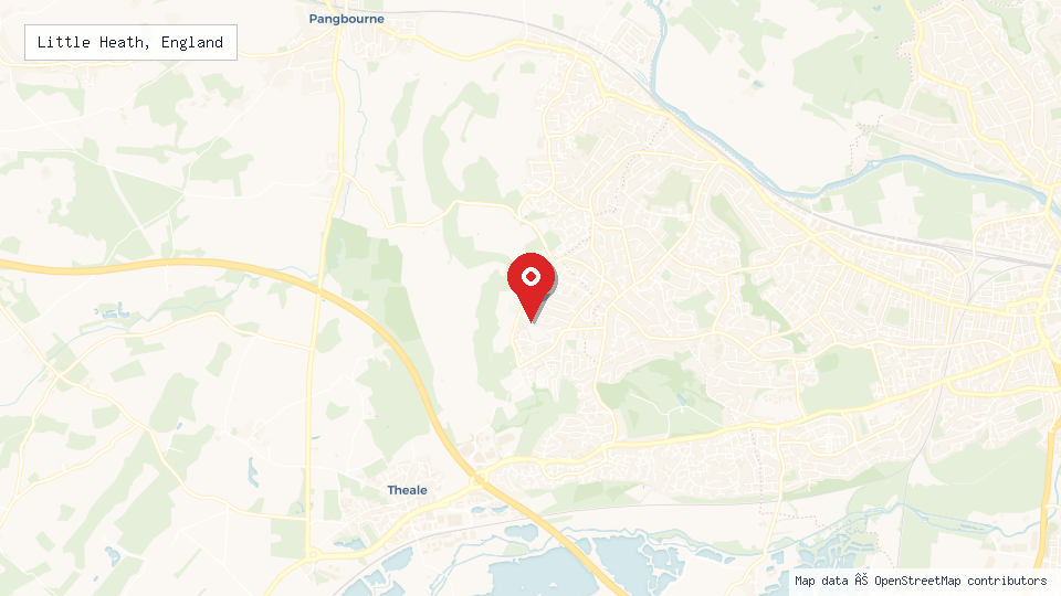 Street map of Little Heath, England with location pin