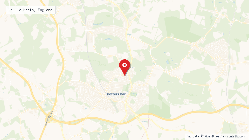 Street map of Little Heath, England with location pin
