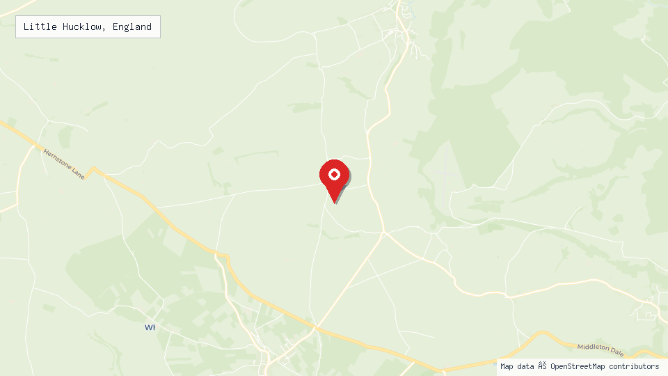 Street map of Little Hucklow, England with location pin