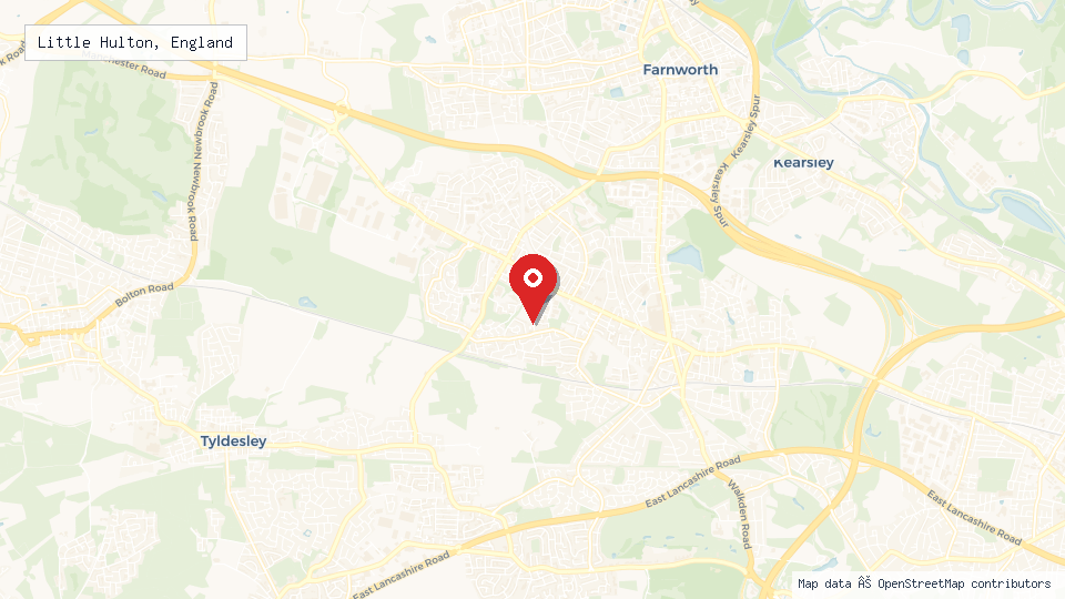 Street map of Little Hulton, England with location pin