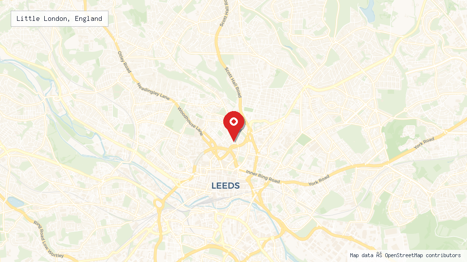 Street map of Little London, England with location pin