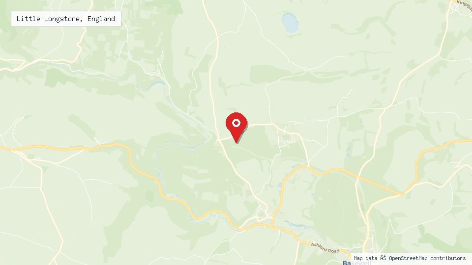 Street map of Little Longstone, England with location pin