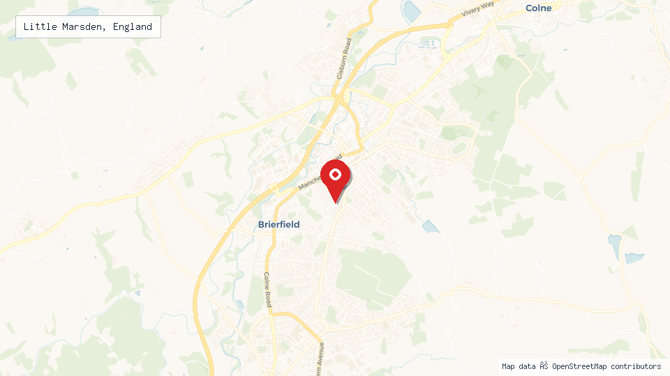 Street map of Little Marsden, England with location pin