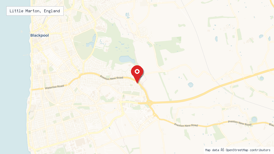 Street map of Little Marton, England with location pin