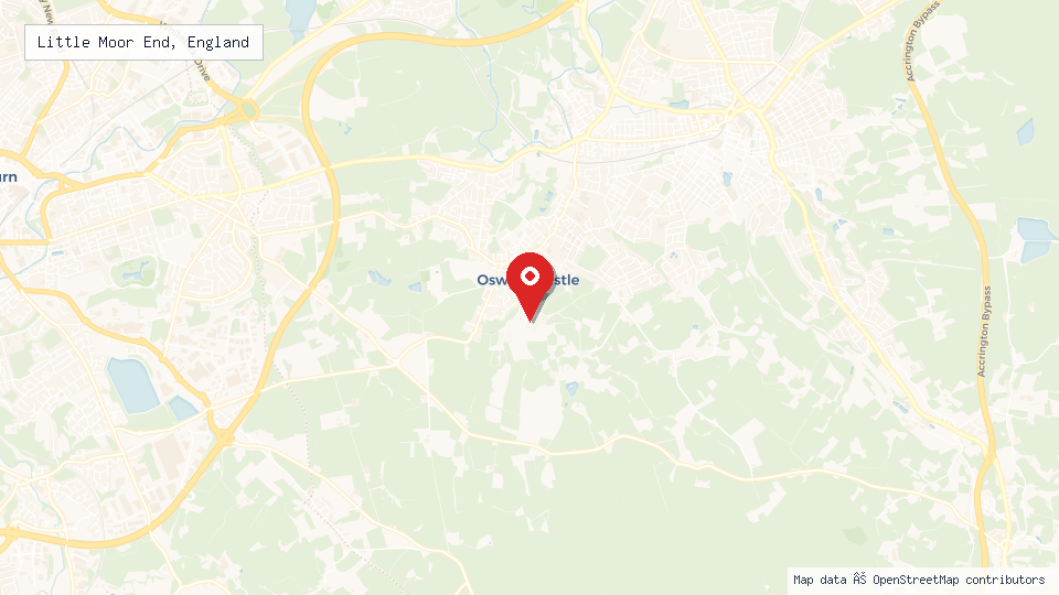 Street map of Little Moor End, England with location pin