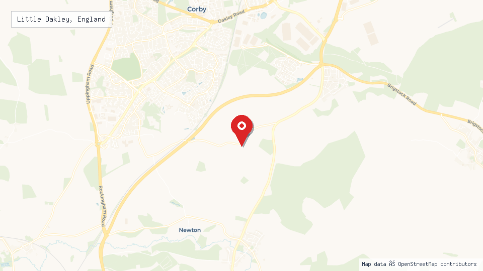 Street map of Little Oakley, England with location pin