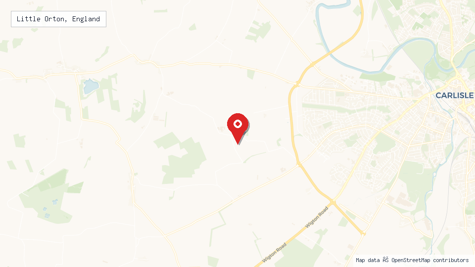 Street map of Little Orton, England with location pin
