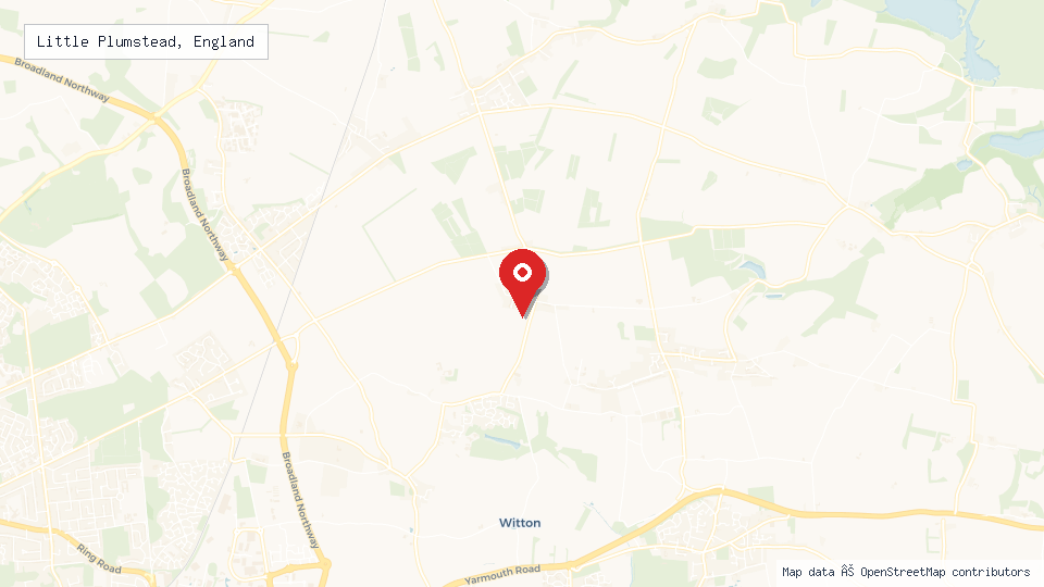 Street map of Little Plumstead, England with location pin
