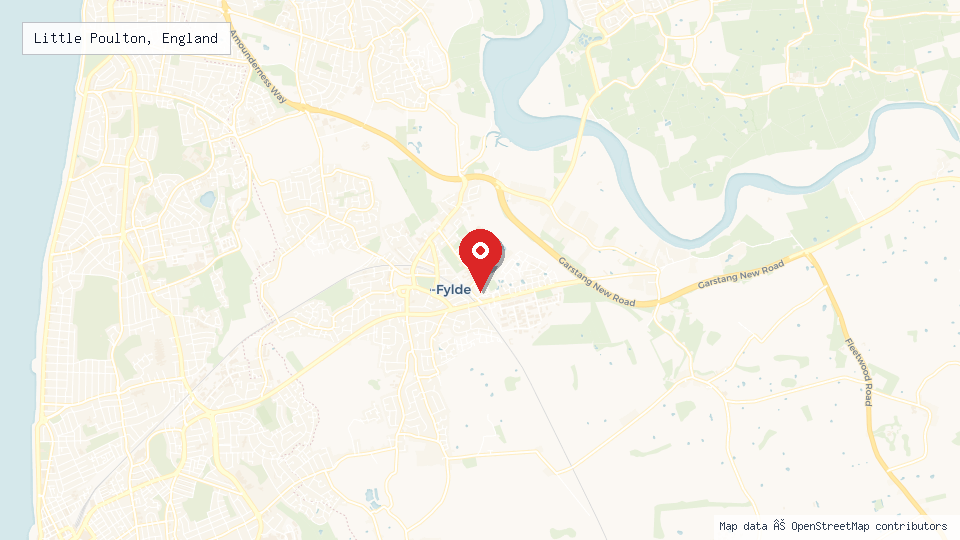 Street map of Little Poulton, England with location pin