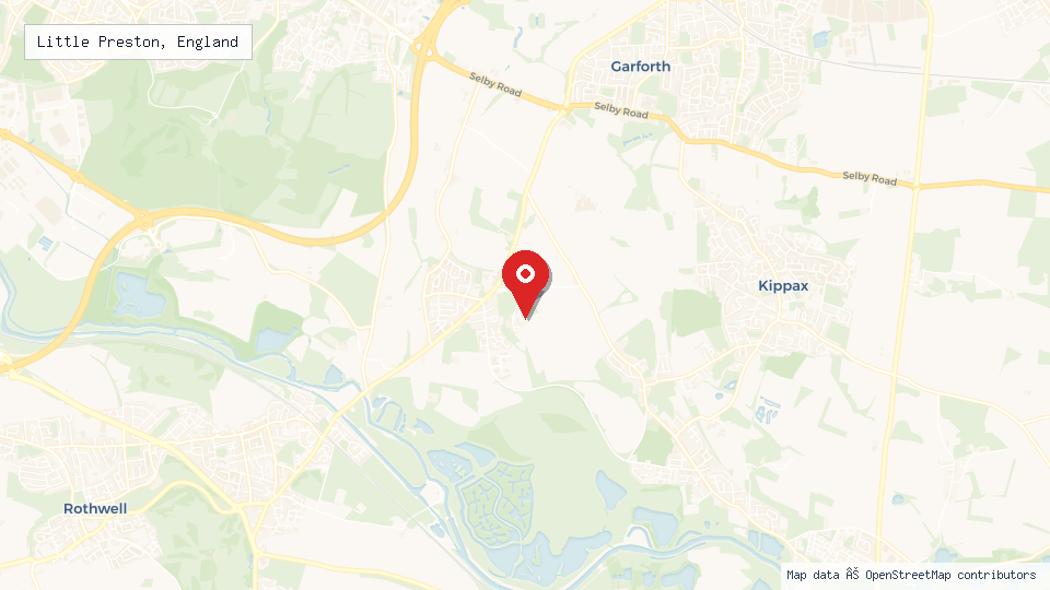 Street map of Little Preston, England with location pin